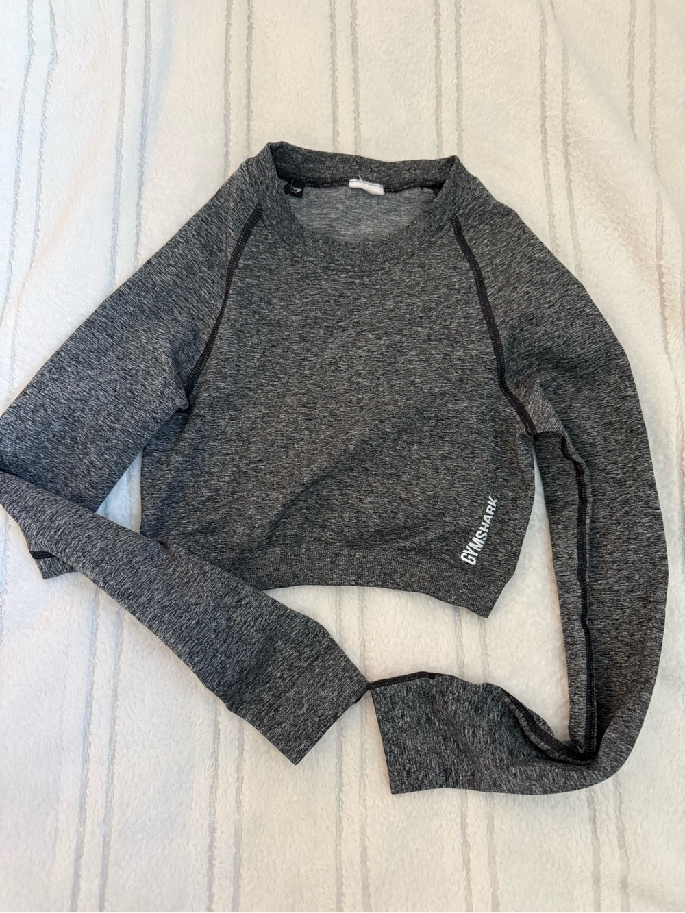 Gymshark Dark Charcoal Grey Cropped Long-Sleeve Sweatshirt